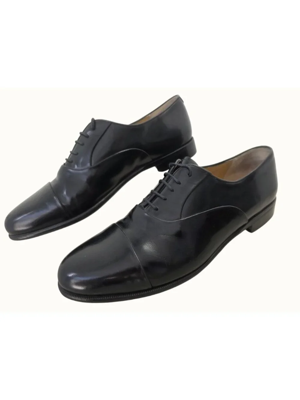 Nordstrom Mens Black Leather Oxford Shoes Size 13W Handmade in Italy Y2K